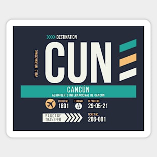 Cancun (CUN) Airport Code Baggage Tag Magnet